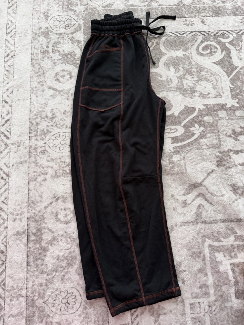 Men's Black Jogger Pants with Contrast Stitching